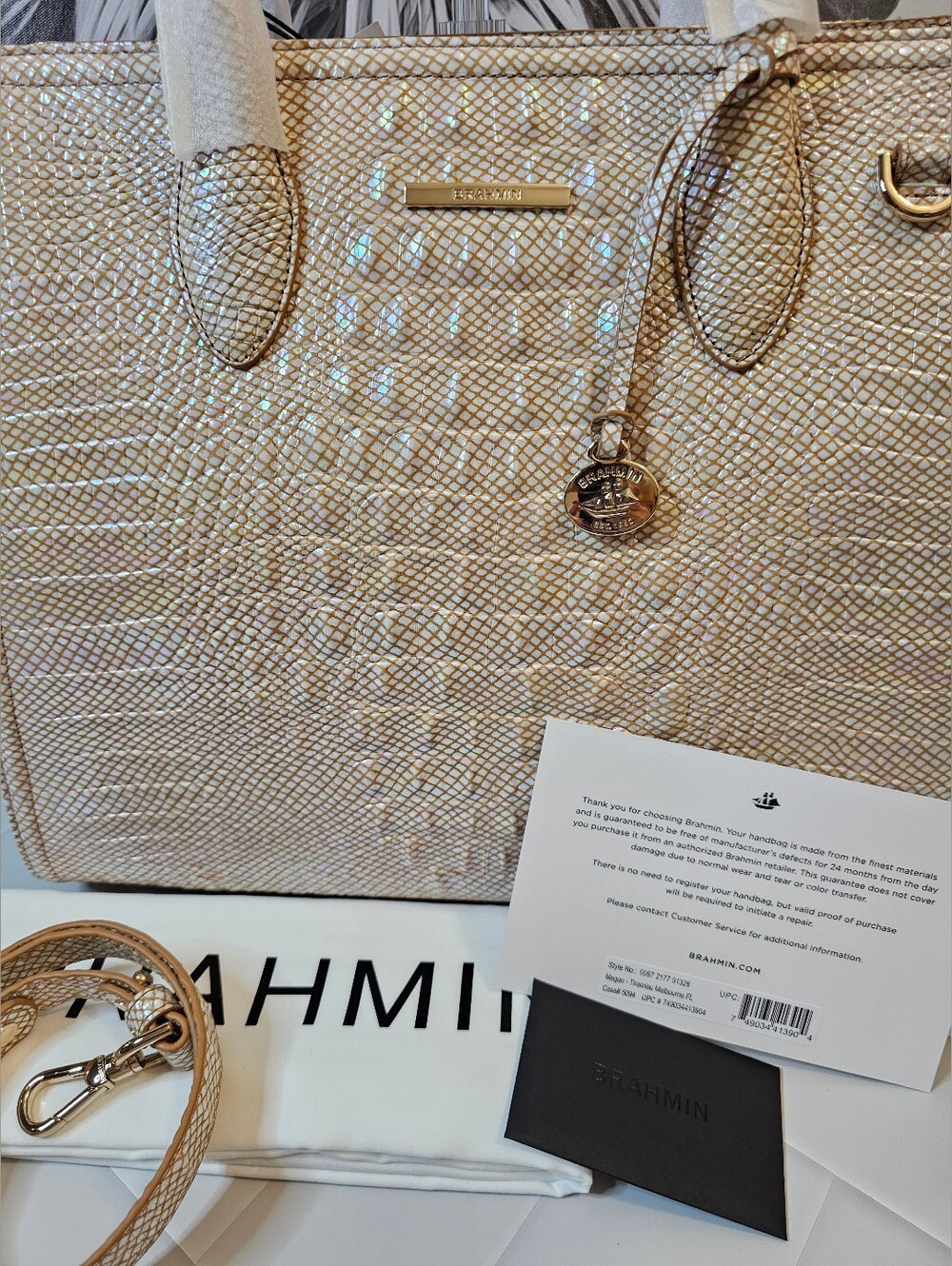 Brahmin Megan Tiramisu Melbourne Leather Tote NWT - Picture 4 of 12